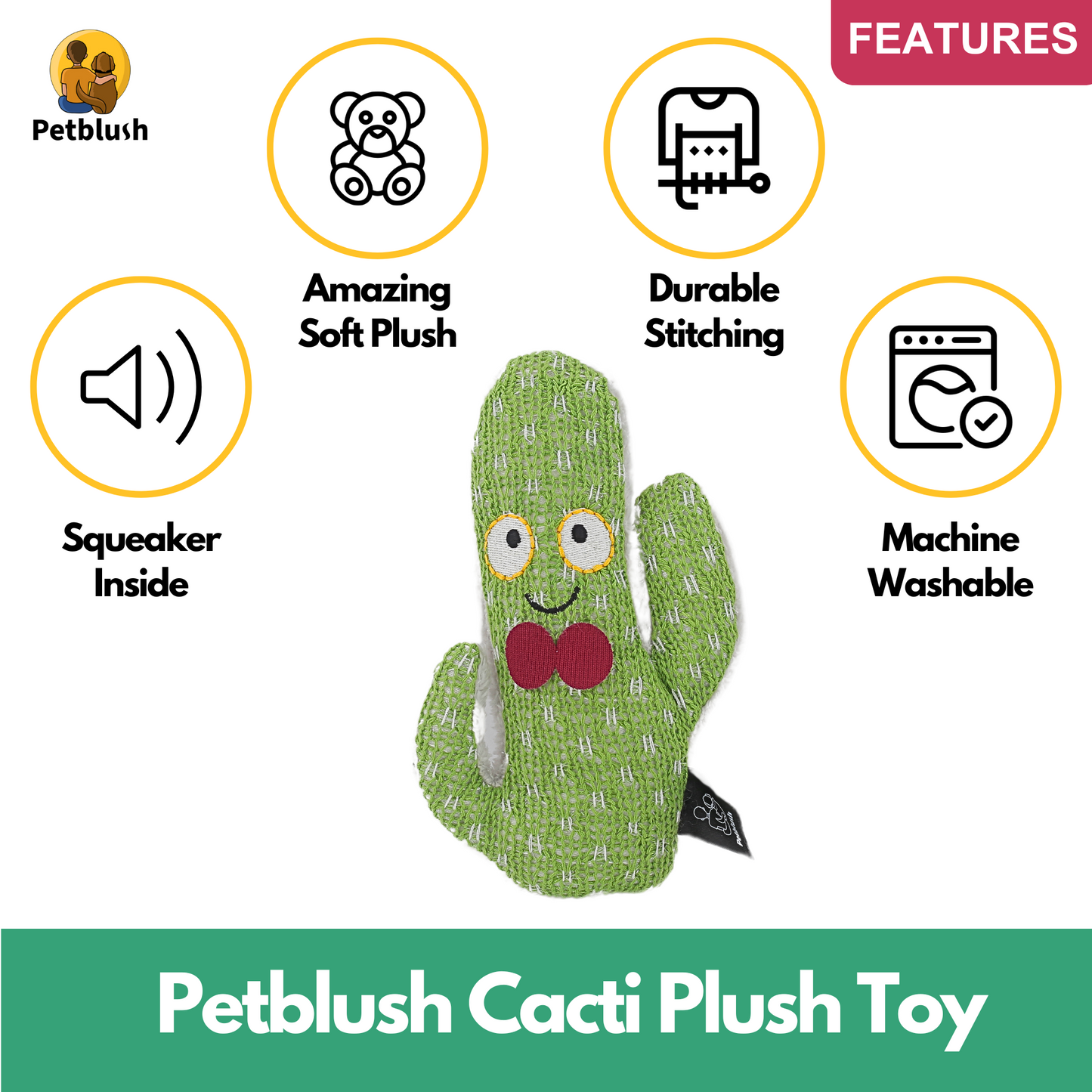 Petblush Cacti Cuddles Plush Toy for Dogs & Cats