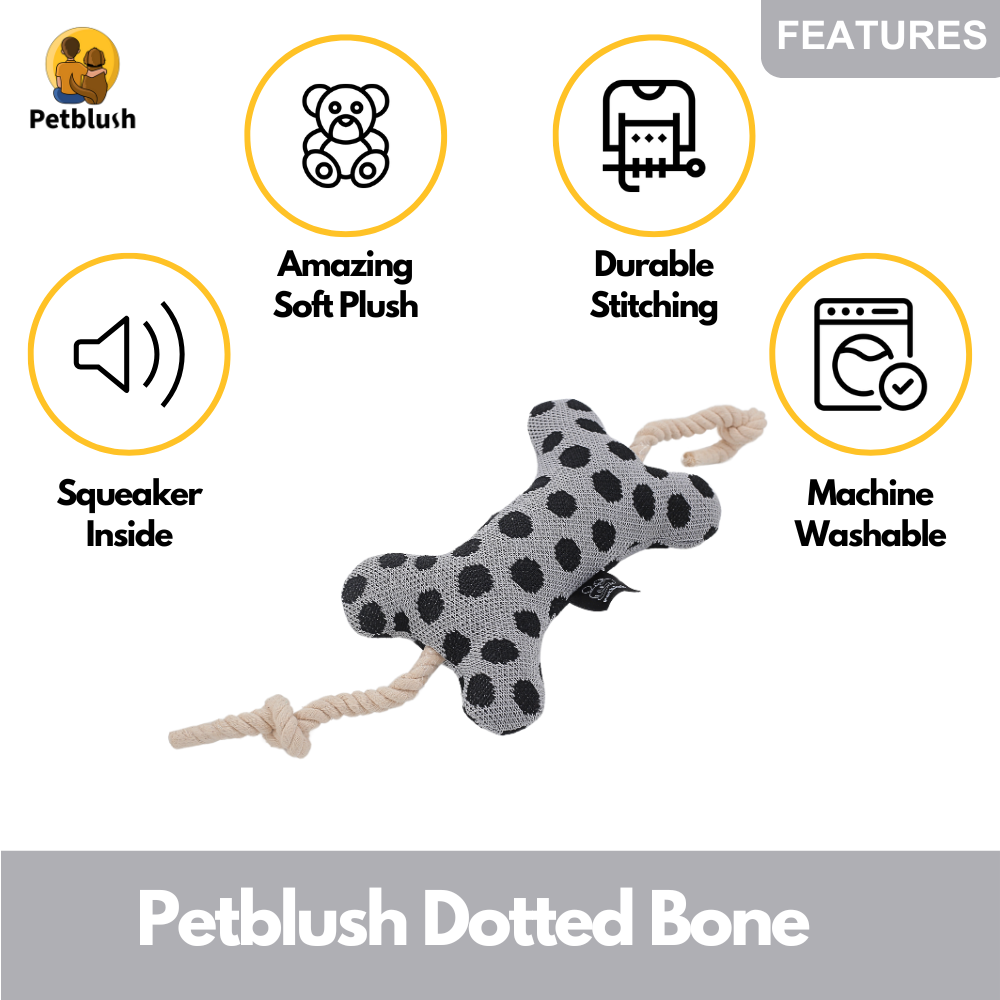 Petblush Plush Dotted Bone Rope Toy for Dogs