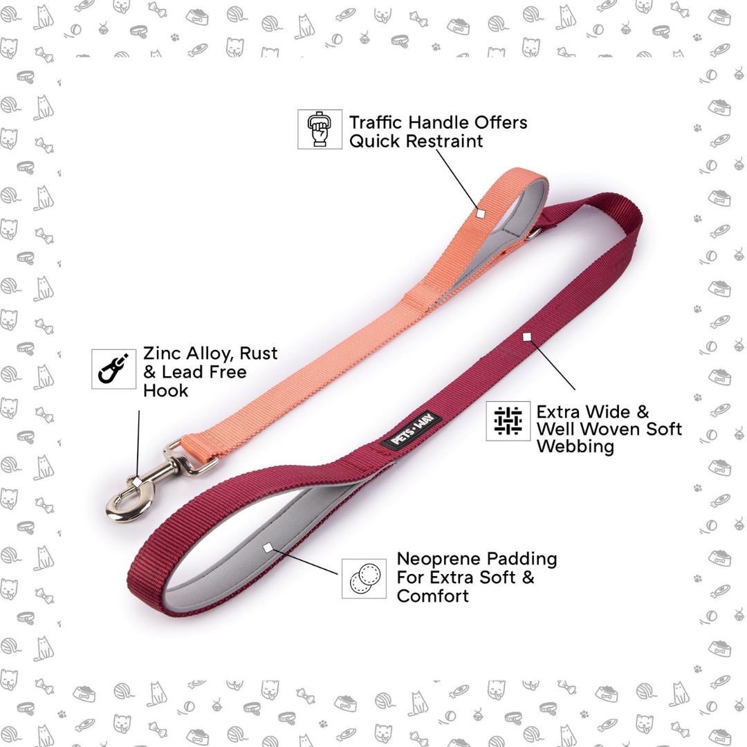 Wine & Peach - Traffic / Dual Handle Leash