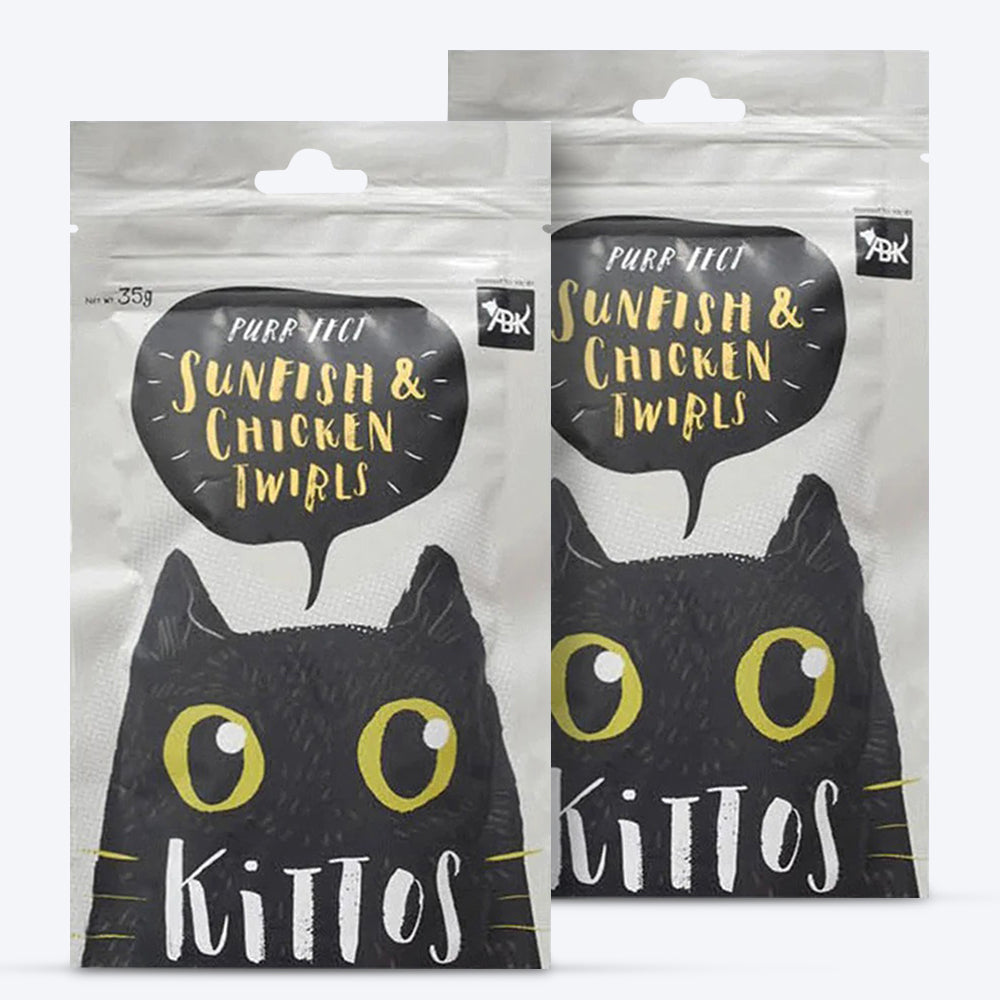 Kittos Purr-Fect Sunfish & Chicken Twirls Cat Treats - 35 g