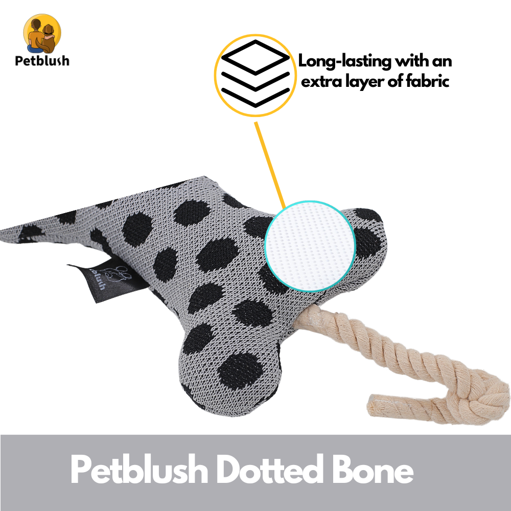 Petblush Plush Dotted Bone Rope Toy for Dogs