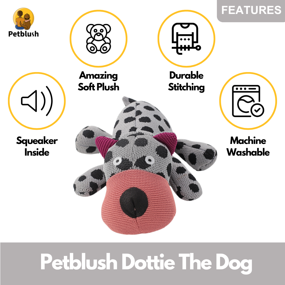 Petblush Dottie The Dog Plush Toy for Dogs & Cats