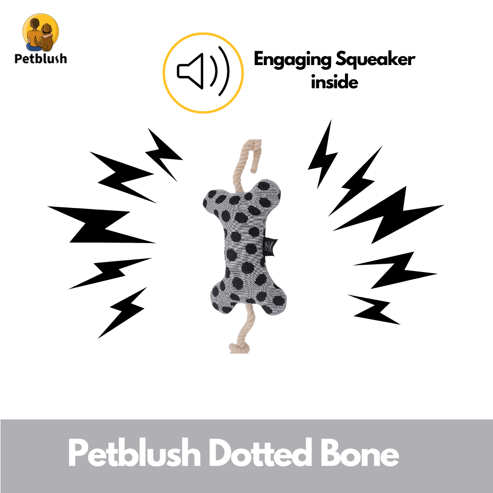 Petblush Plush Dotted Bone Rope Toy for Dogs