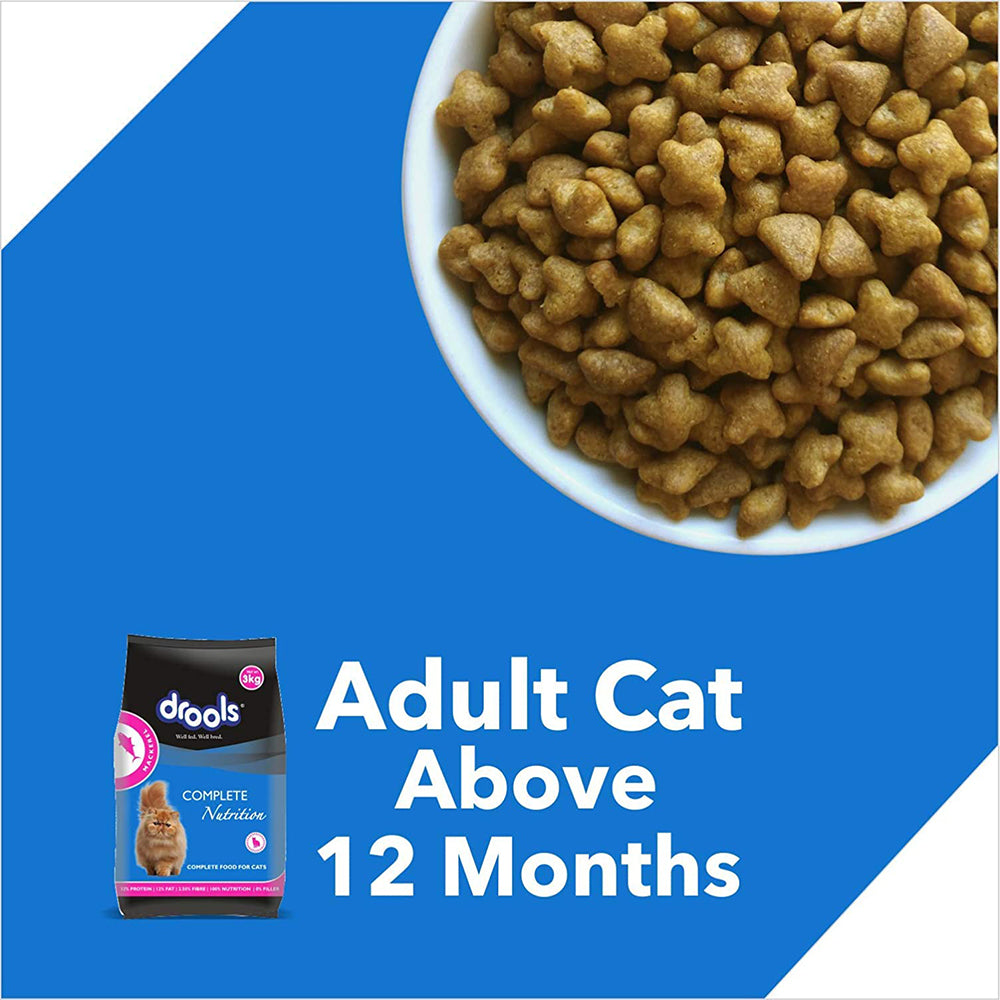 Drools Adult (+1 Year) Mackerel Dry Cat Food - 3 kg