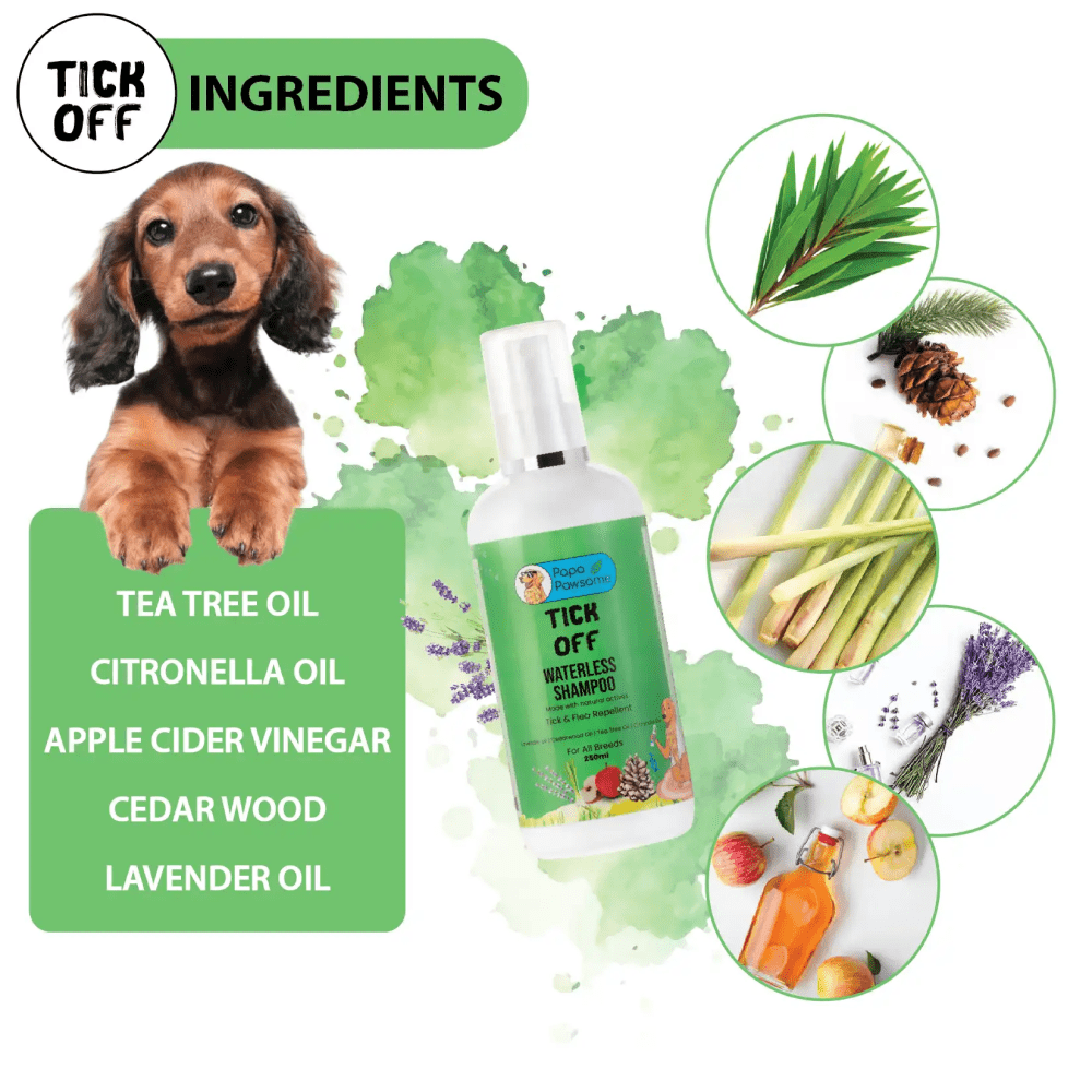 Papa Pawsome Tick Off Waterless Shampoo for Dogs