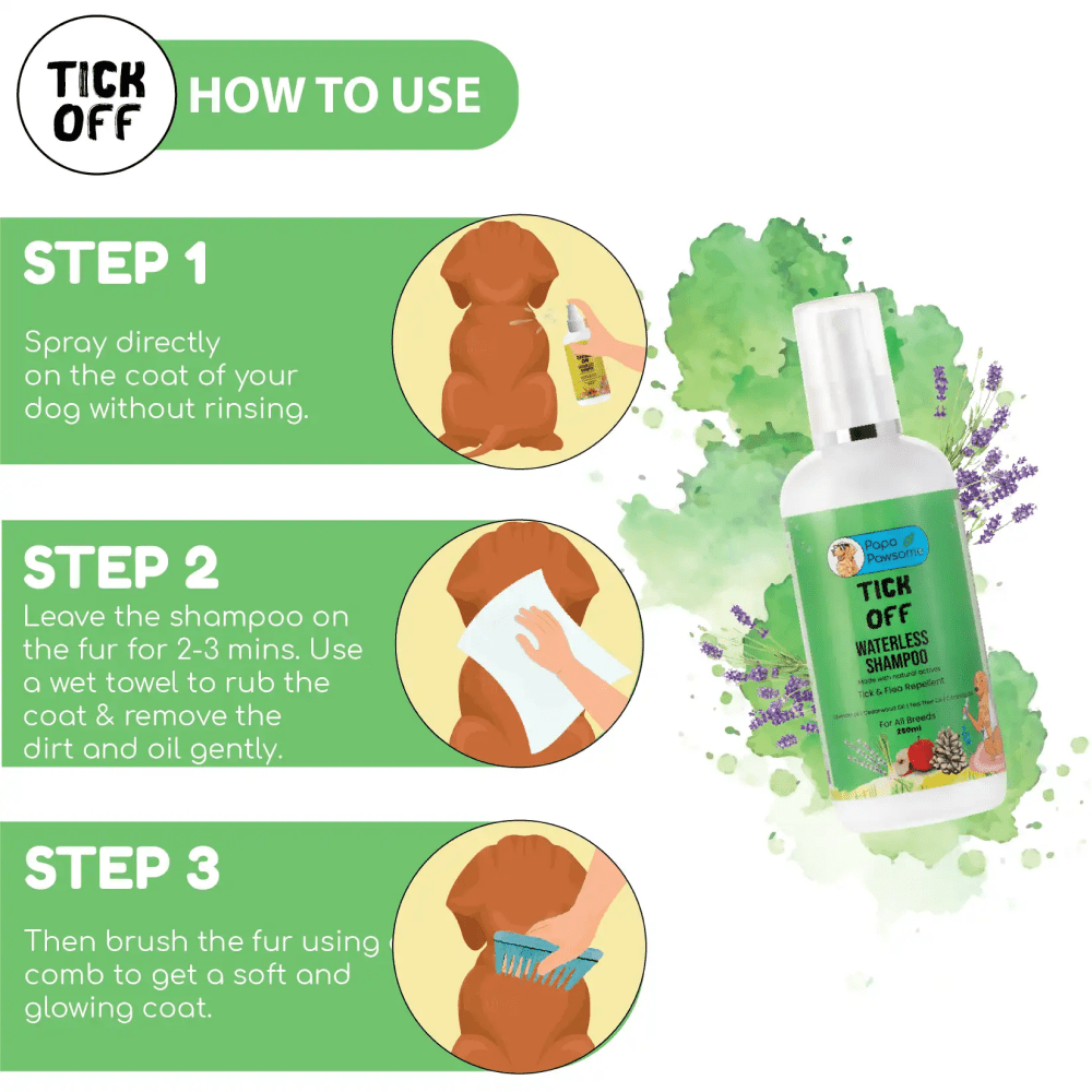 Papa Pawsome Tick Off Waterless Shampoo for Dogs