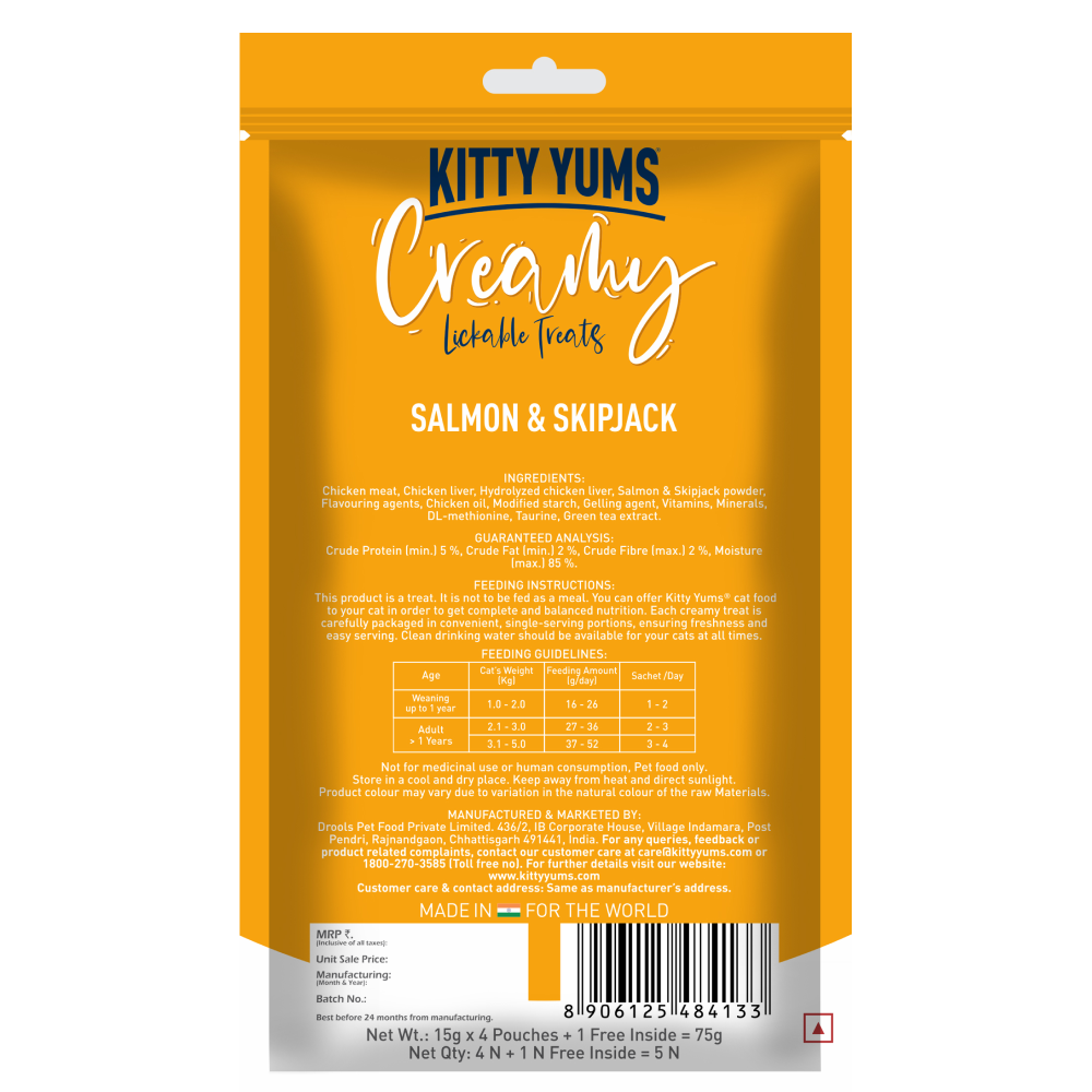 Kitty Yums Salmon & Skipjack Creamy Cat Treats