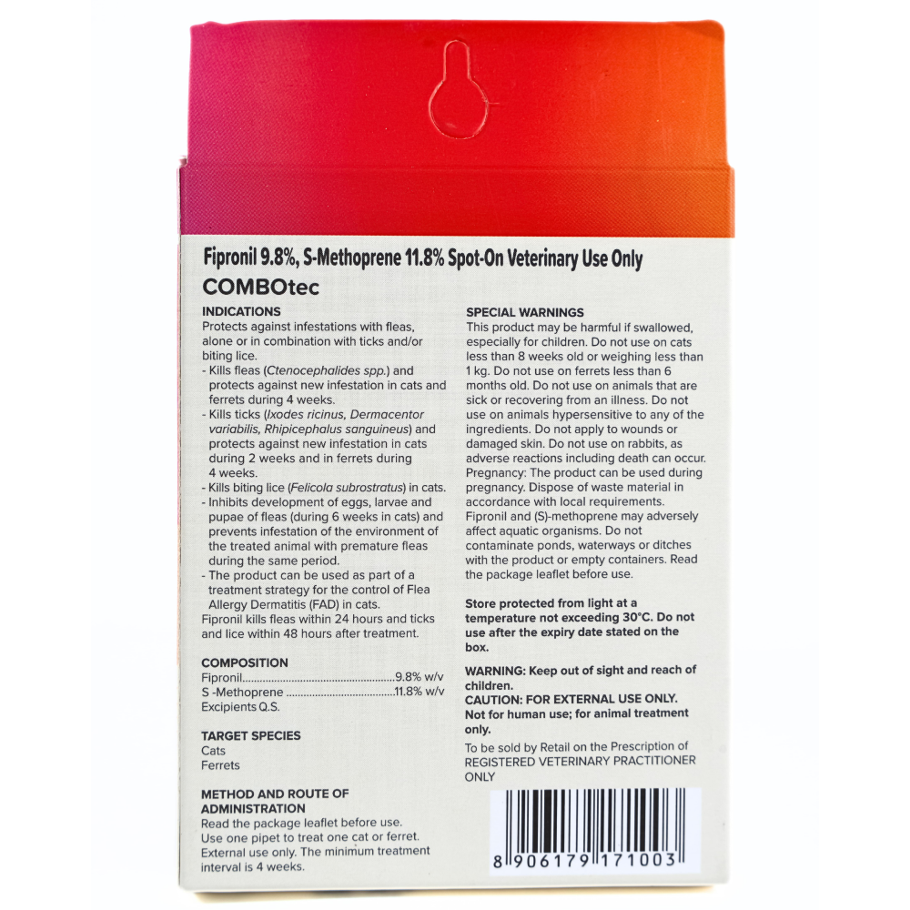Beaphar Fipronil/s Methoprene Tick & Flea Spot On Combotec for Cats