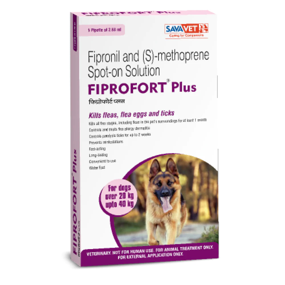 Savavet Fiprofort Plus (Fipronil) Tick and Flea Control Spot On for Dogs