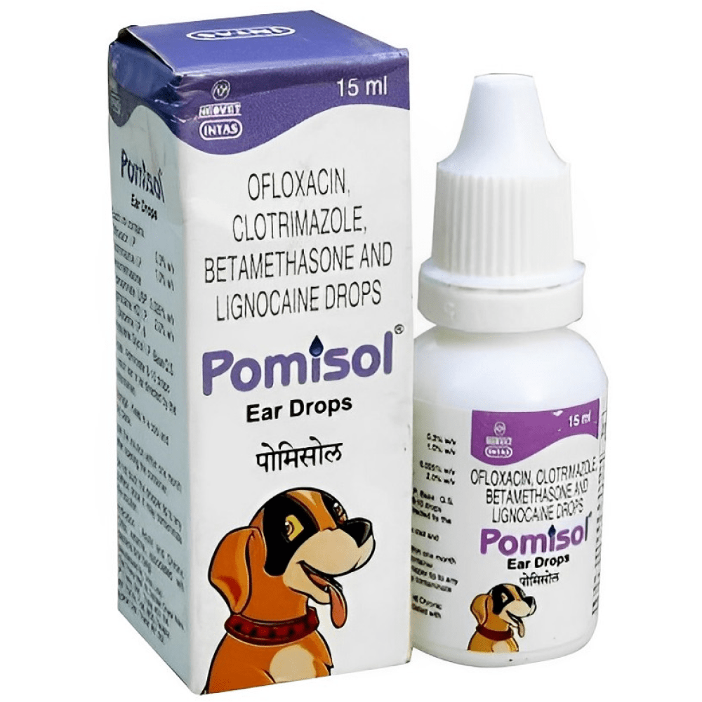 Intas Pomisol Ear Drops (15ml) and Kiskin Lotion (100ml) for Dogs & Cats Combo