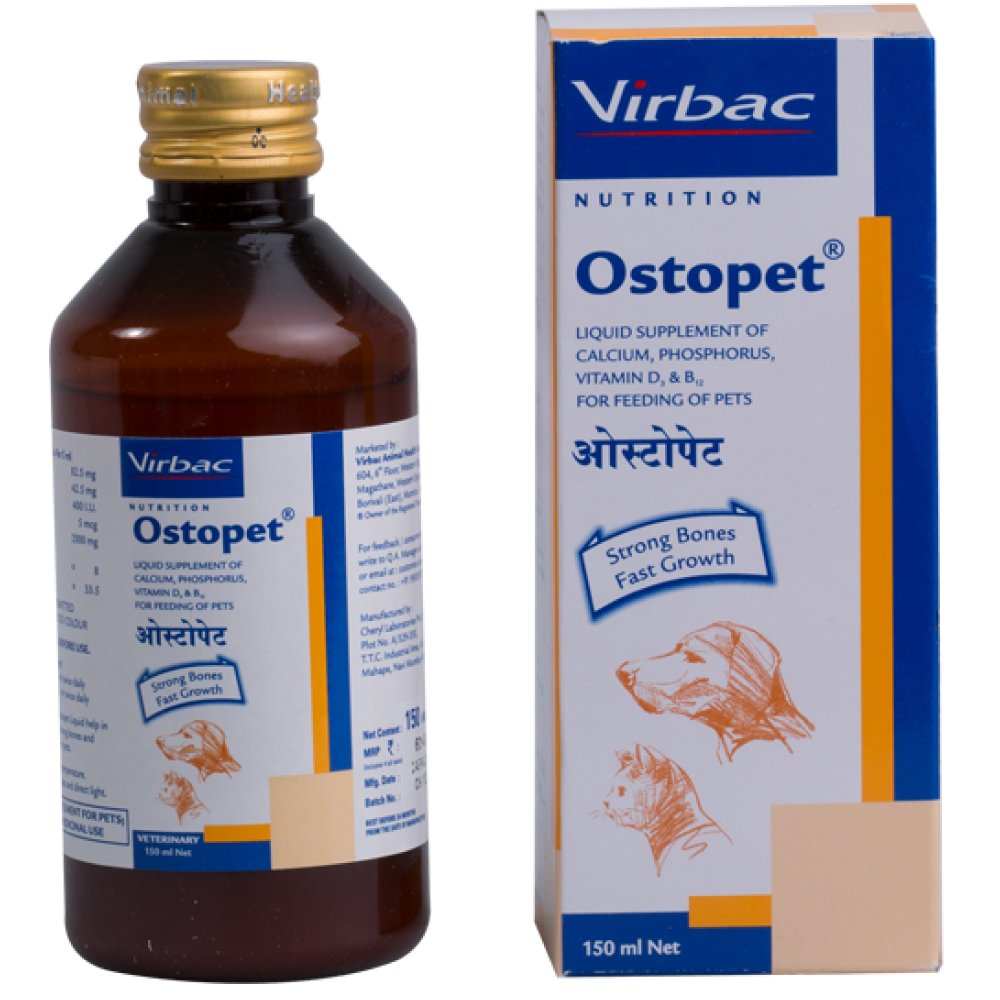 Virbac Ostopet Syrup (150ml) and Mankind Hepamust Syrup Liver Tonic for Dogs and Cats (200ml) Combo
