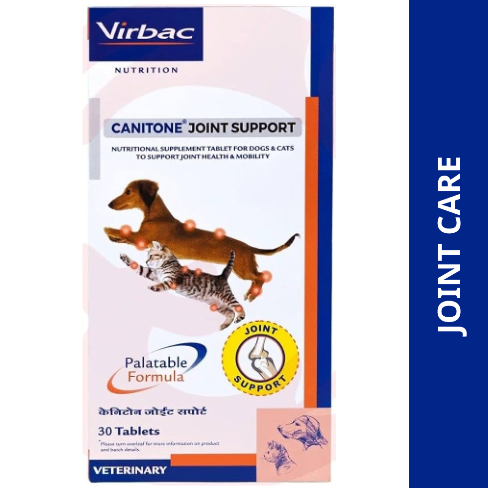 Virbac Canitone Joint Support (Pack of 30 Tablets) And Virbac Canitone Tablets Calcium Supplement for Dogs and Cats (Pack of 30 Tablets) Combo