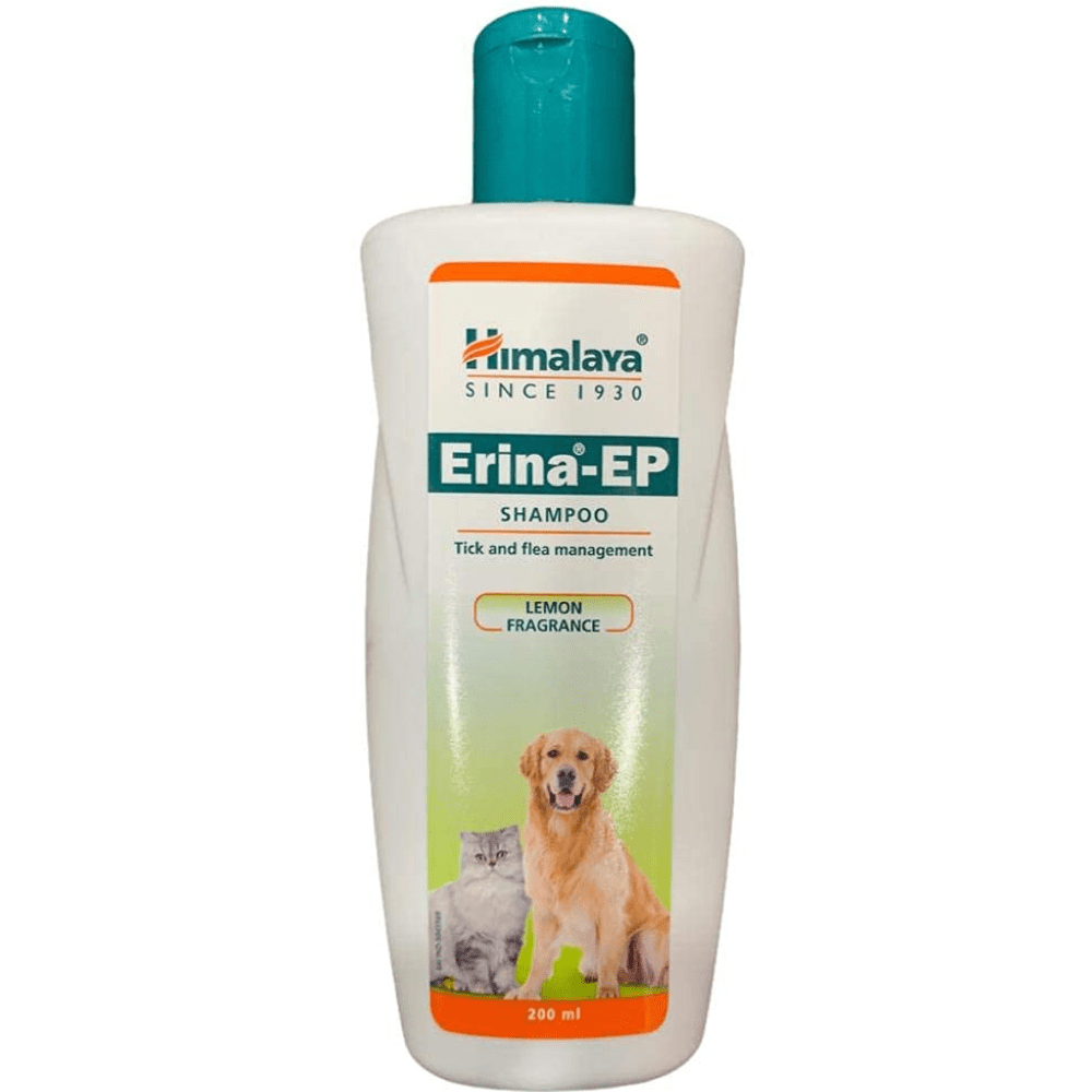 Himalaya Erina EP Tick & Flea Shampoo (Lemon Fragrance) and Tick & Flea Dusting Powder for Dogs and Cats Combo