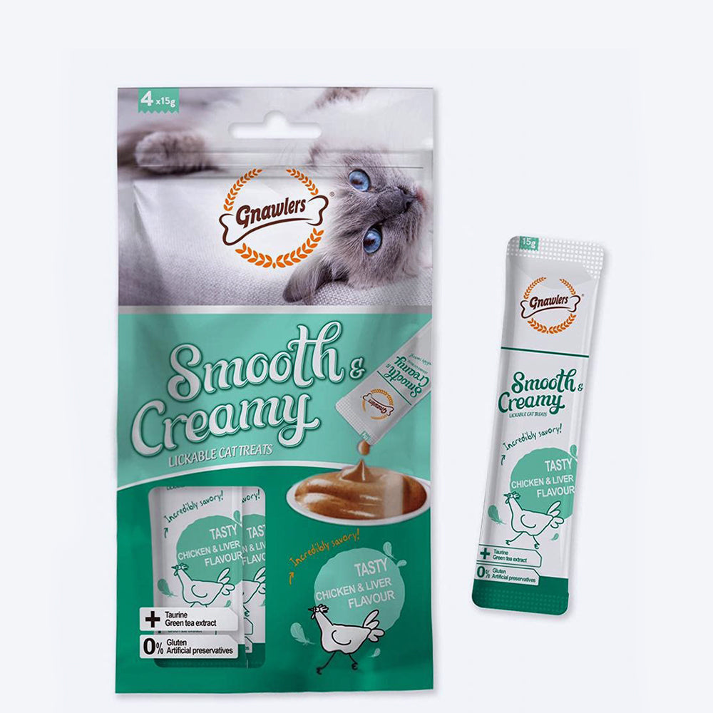 Gnawlers Creamy Treats Chicken and Liver Flavour for Cats- 60 g packs