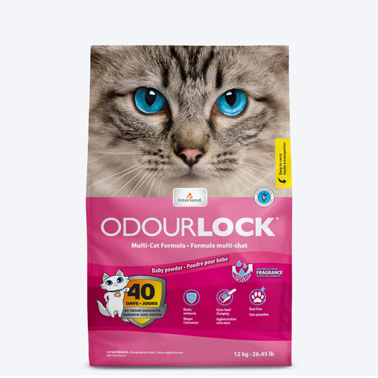 Intersand Odourlock Multi Cat Formula Clumpable Cat Litter Baby Powder - 12 kg