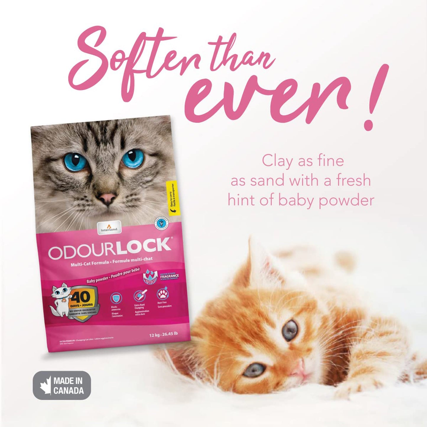 Intersand Odourlock Multi Cat Formula Clumpable Cat Litter Baby Powder - 12 kg