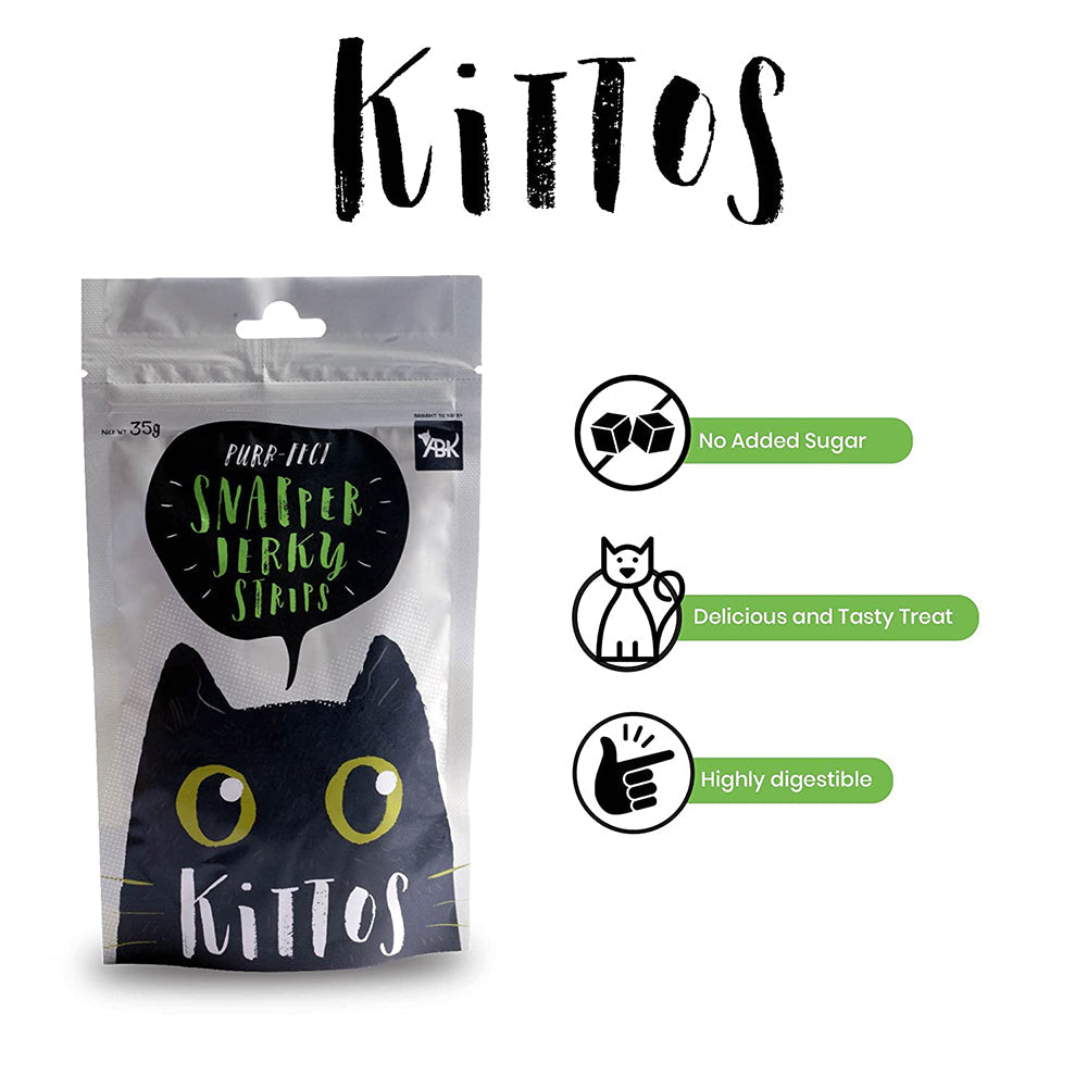Kittos Purr-Fect Snapper Jerky Strips Cat Treats - 35 g