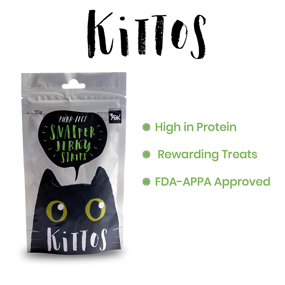 Kittos Purr-Fect Snapper Jerky Strips Cat Treats - 35 g