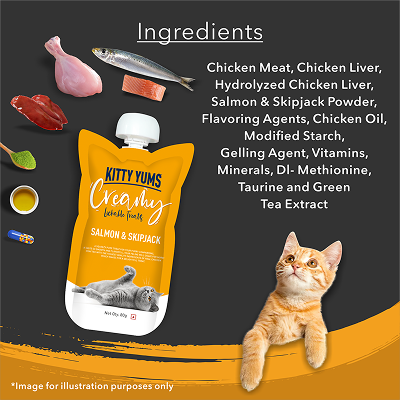 Kitty Yums Lickable Salmon & Skipjack Creamy Cat Treat