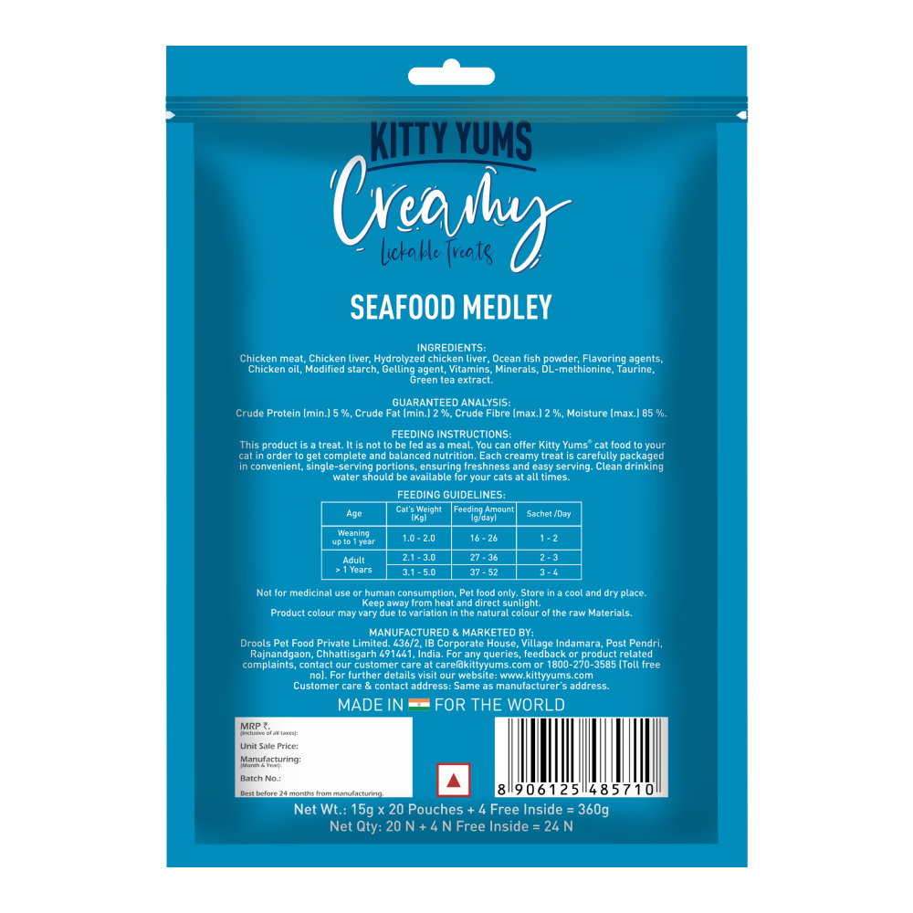 Kitty Yums Seafood Medley Creamy Cat Treat