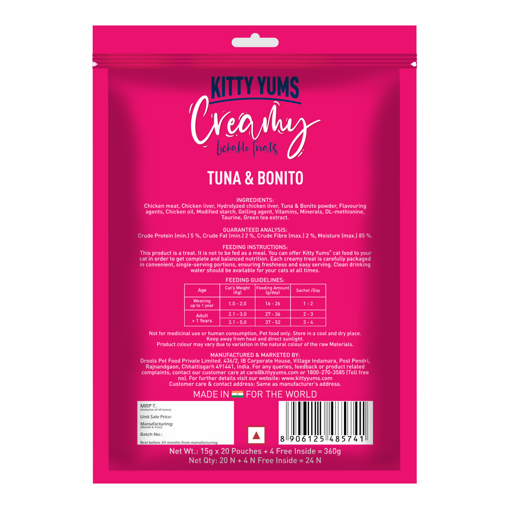 Kitty Yums Tuna & Bonito Creamy Cat Treats