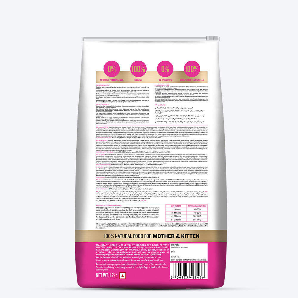 Signature Grain Zero Mother & Kitten Dry Cat Food - All Breed Formula