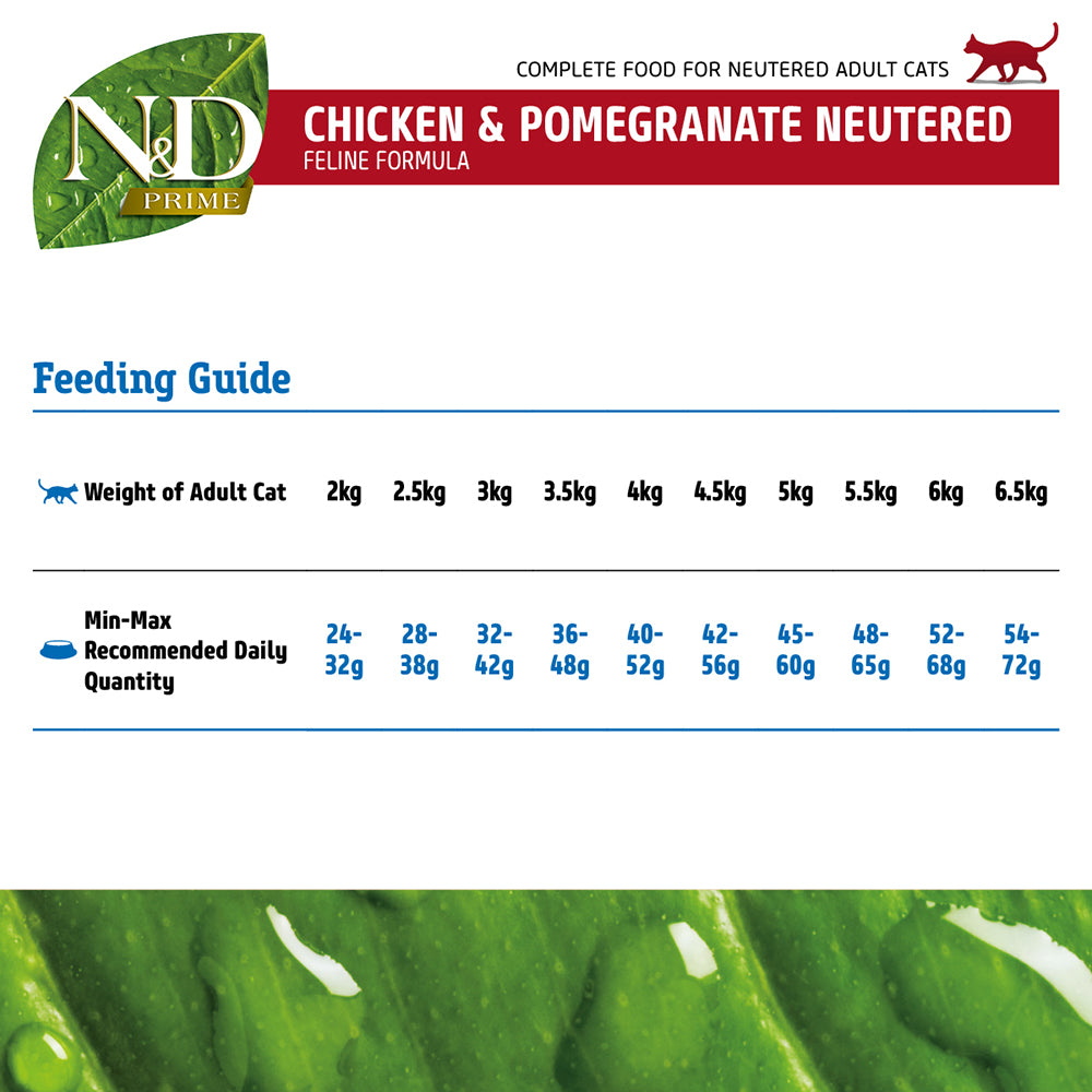 Farmina N&D Prime Chicken & Pomegranate Neutered Adult Grain Free Dry Cat Food