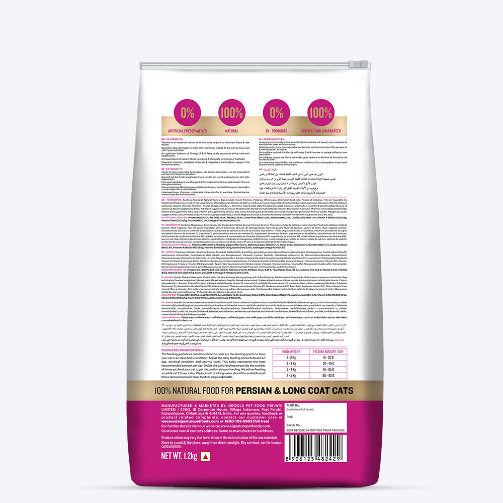 Signature Grain Zero Persian And Long Coat Dry Cat Food