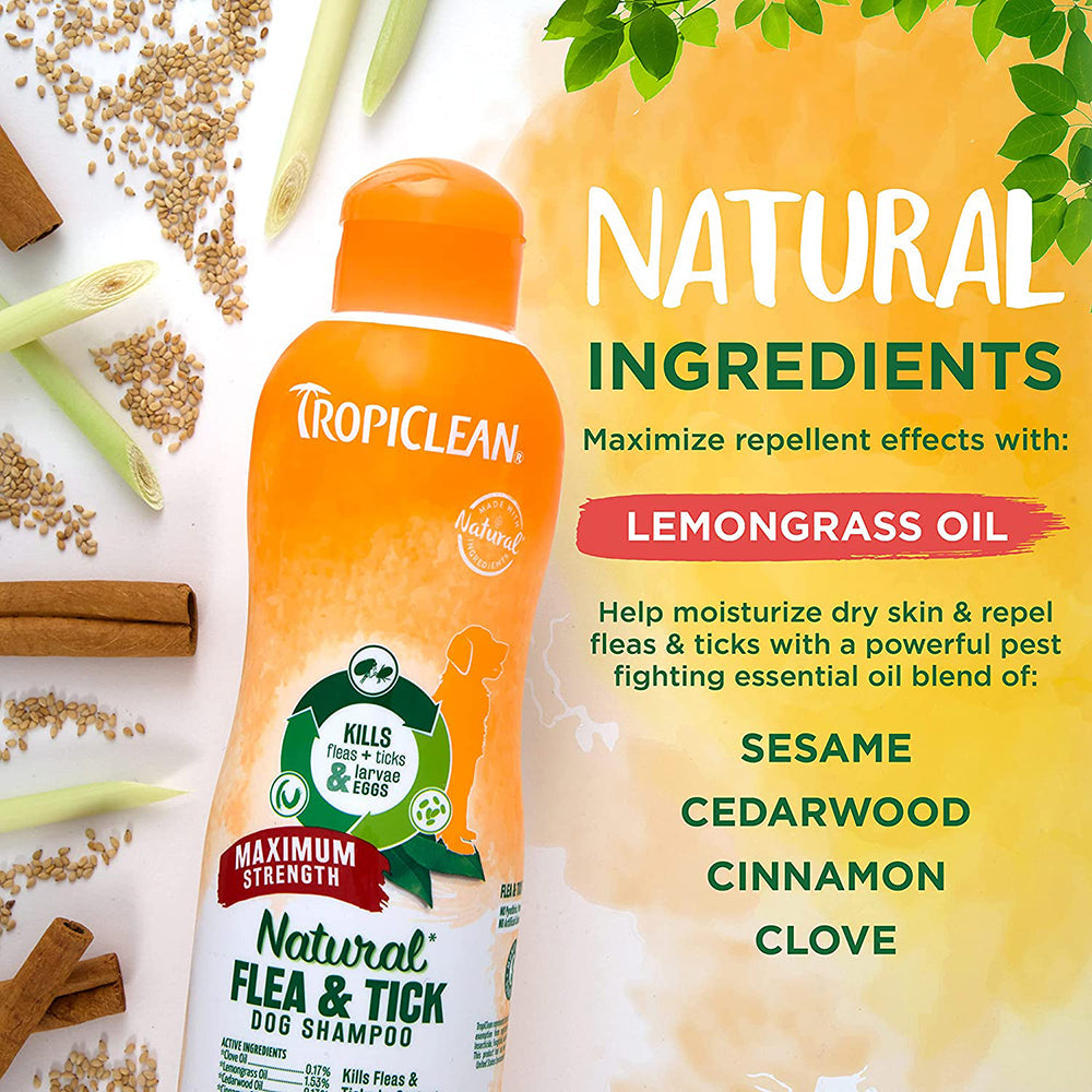 TropiClean Natural Flea & Tick Dog Shampoo (Maximum Strength)