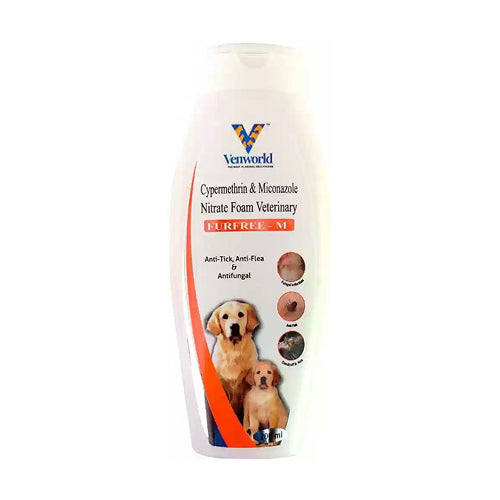 Venkys Fur Free M Anti Tick & Flea and Antifungal Shampoo for Dogs