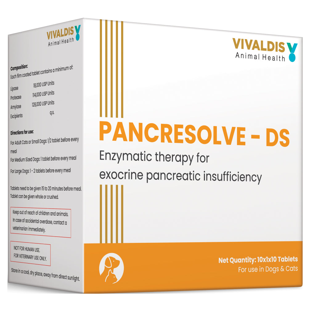 Vivaldis Pancresolve DS Tablets for Dogs and Cats (10 Tablets)