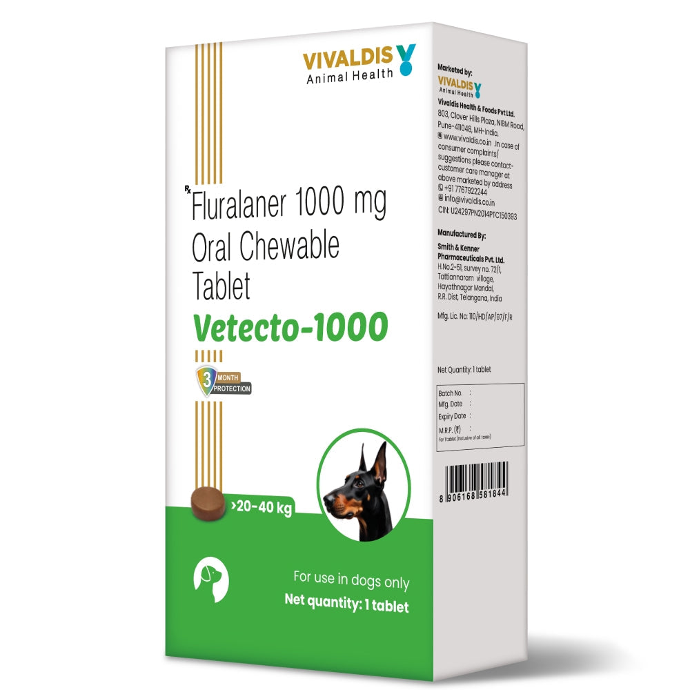 Vivaldis Vetecto 1000 (Fluralaner) for Dogs (1 Chewable tab)