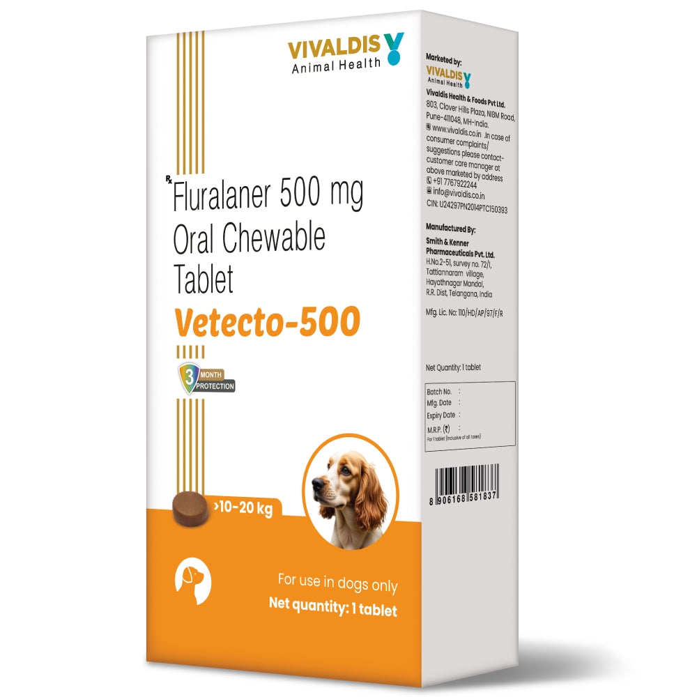 Vivaldis Vetecto 500 (Fluralaner) for Dogs (1 Chewable tab)
