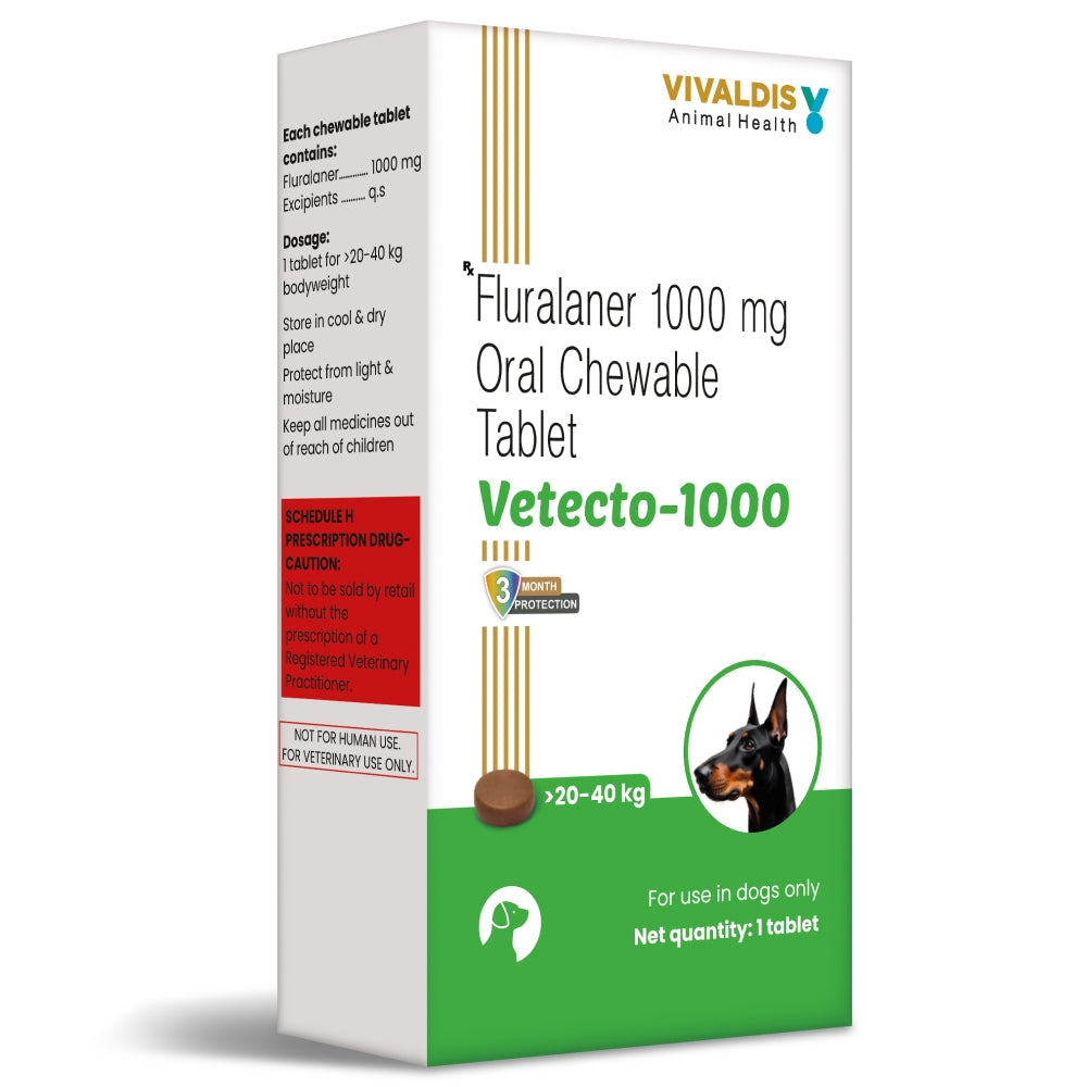 Vivaldis Vetecto 1000 (Fluralaner) for Dogs (1 Chewable tab)