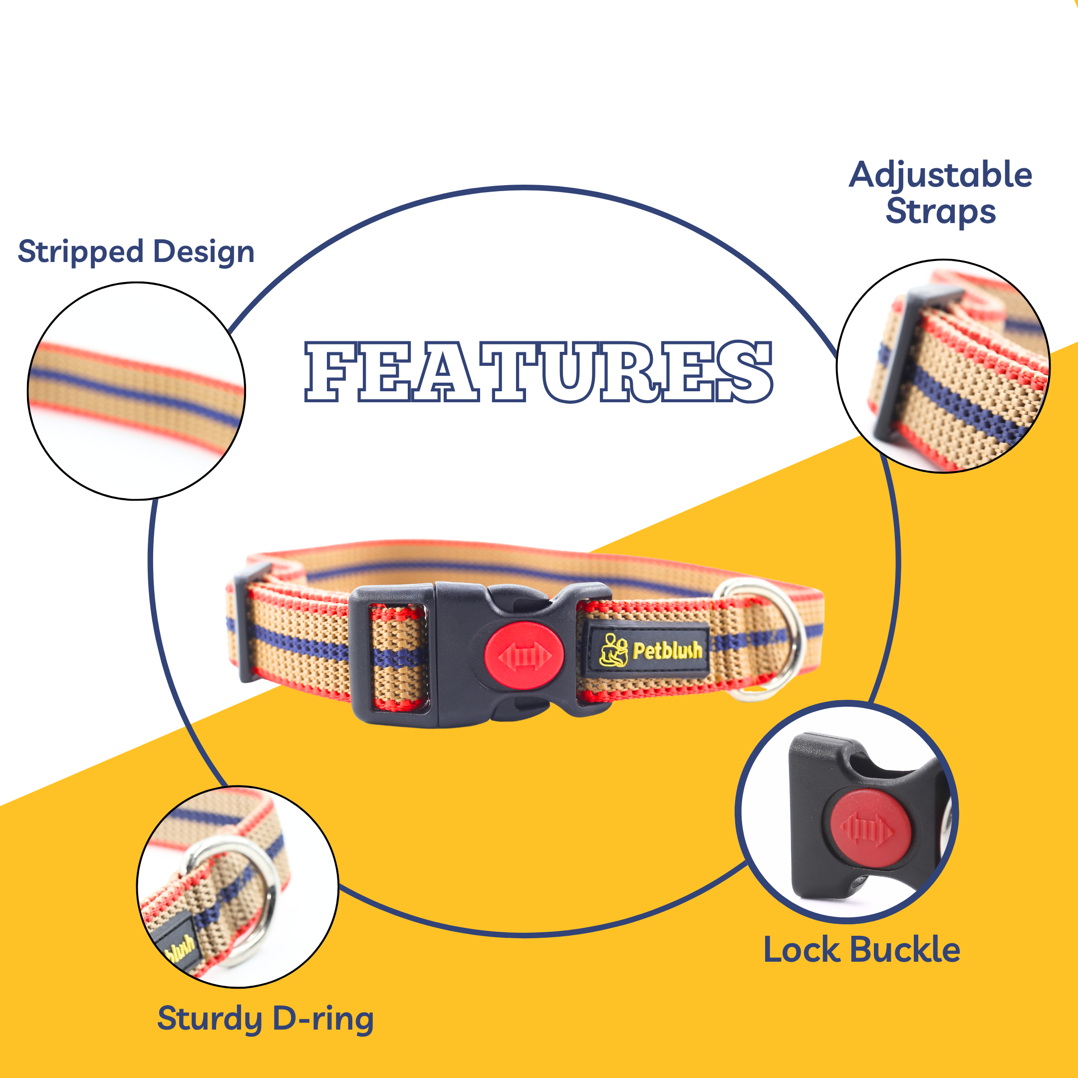 Petblush Tough Striped Collars For Dogs