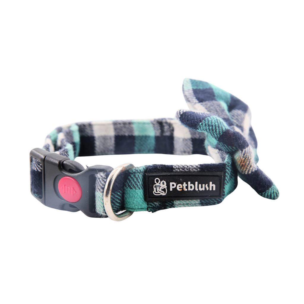 Petblush Checks  Bow Collar For Dogs