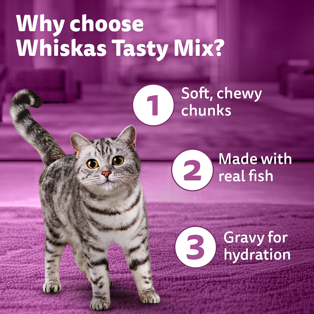 Whiskas Chicken With Salmon Wakame Seaweed in Gravy Tasty Mix Adult Cat Wet Food