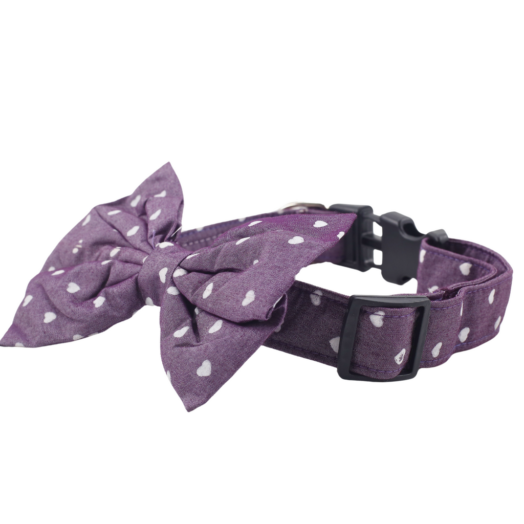 Petblush Heart Print Bow Collar For Puppies