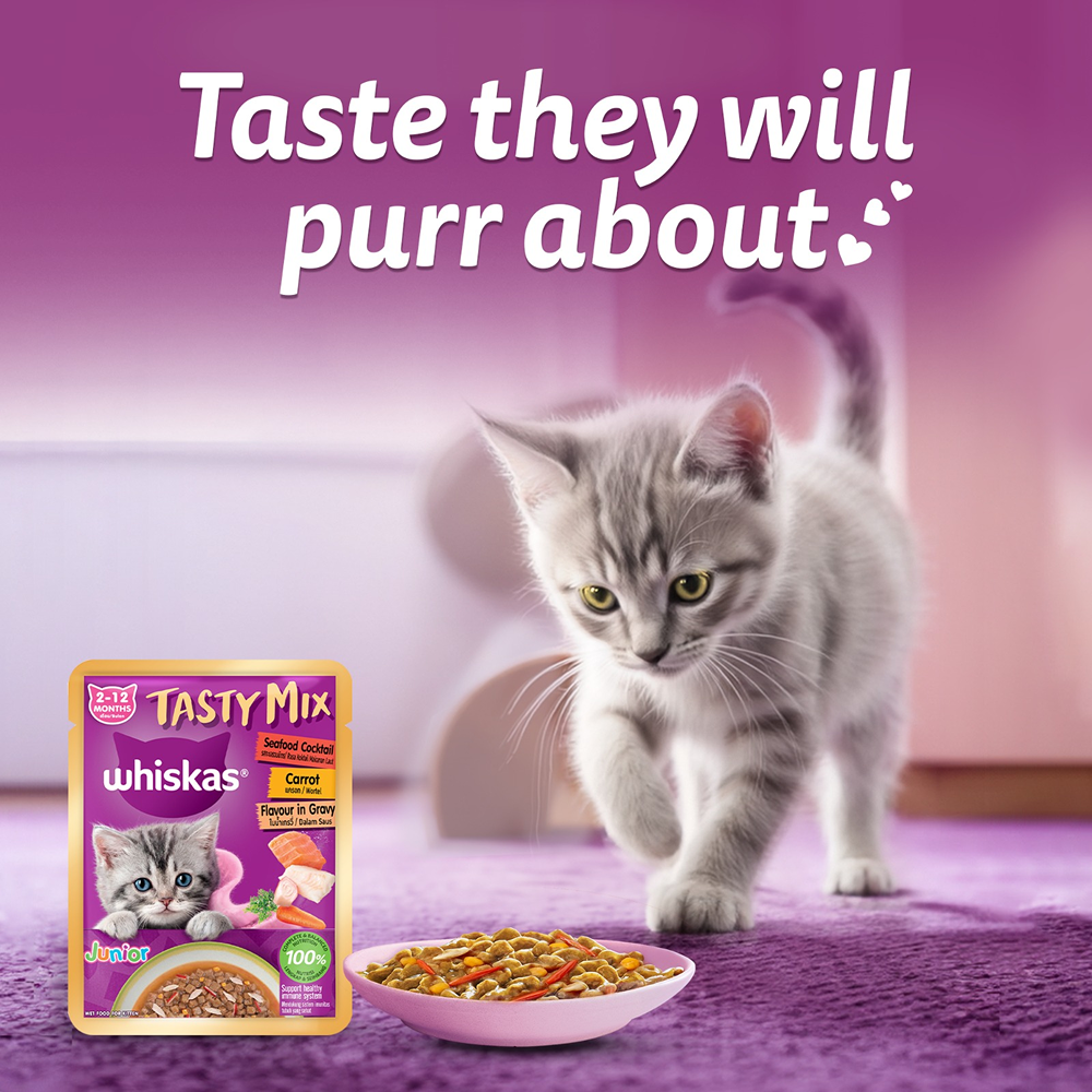 Whiskas Tasty Mix Seafood Cocktail Carrot Gravy Kitten Cat Wet Food