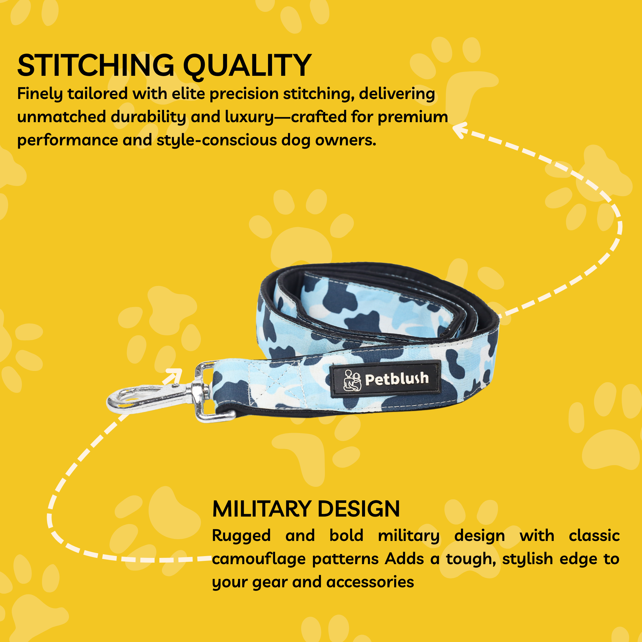 Petblush Military Print Padded Leash For Dogs