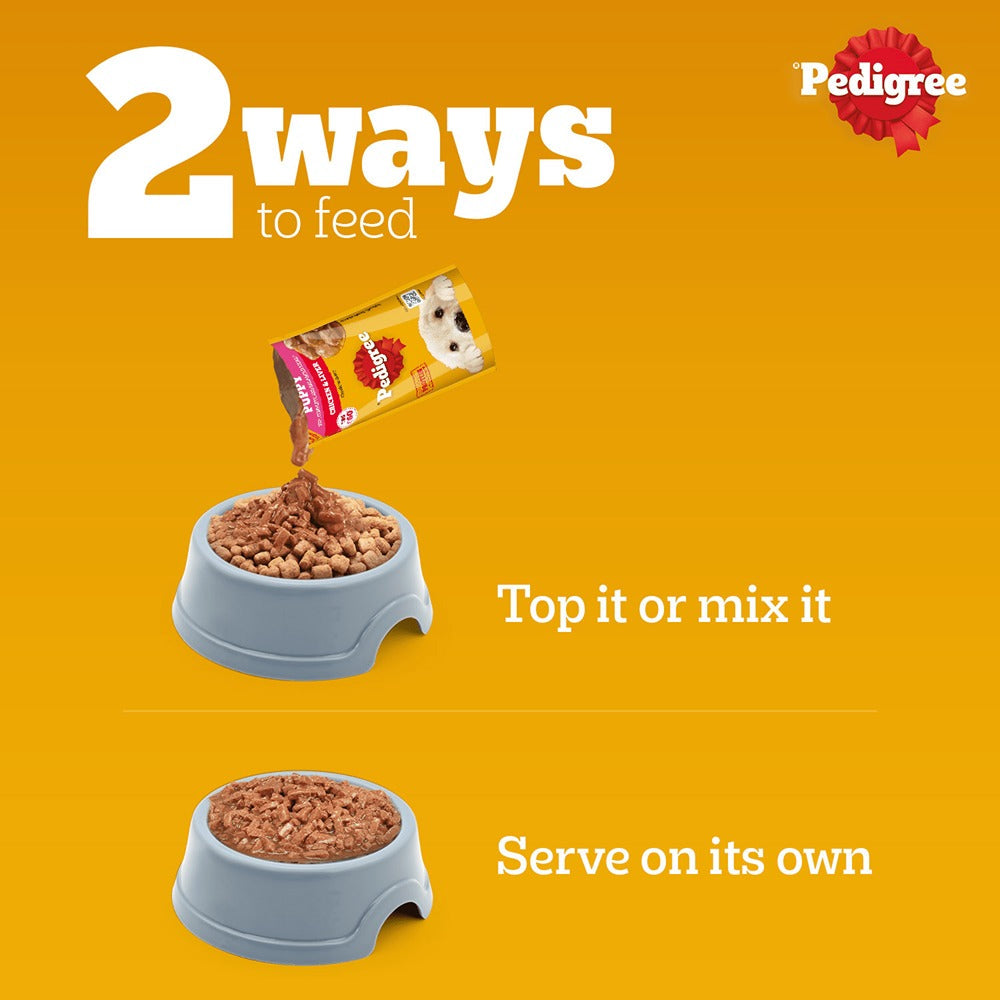 Pedigree Chicken and Liver Chunks in Gravy Pouch Puppy Dog Wet Food (130g)