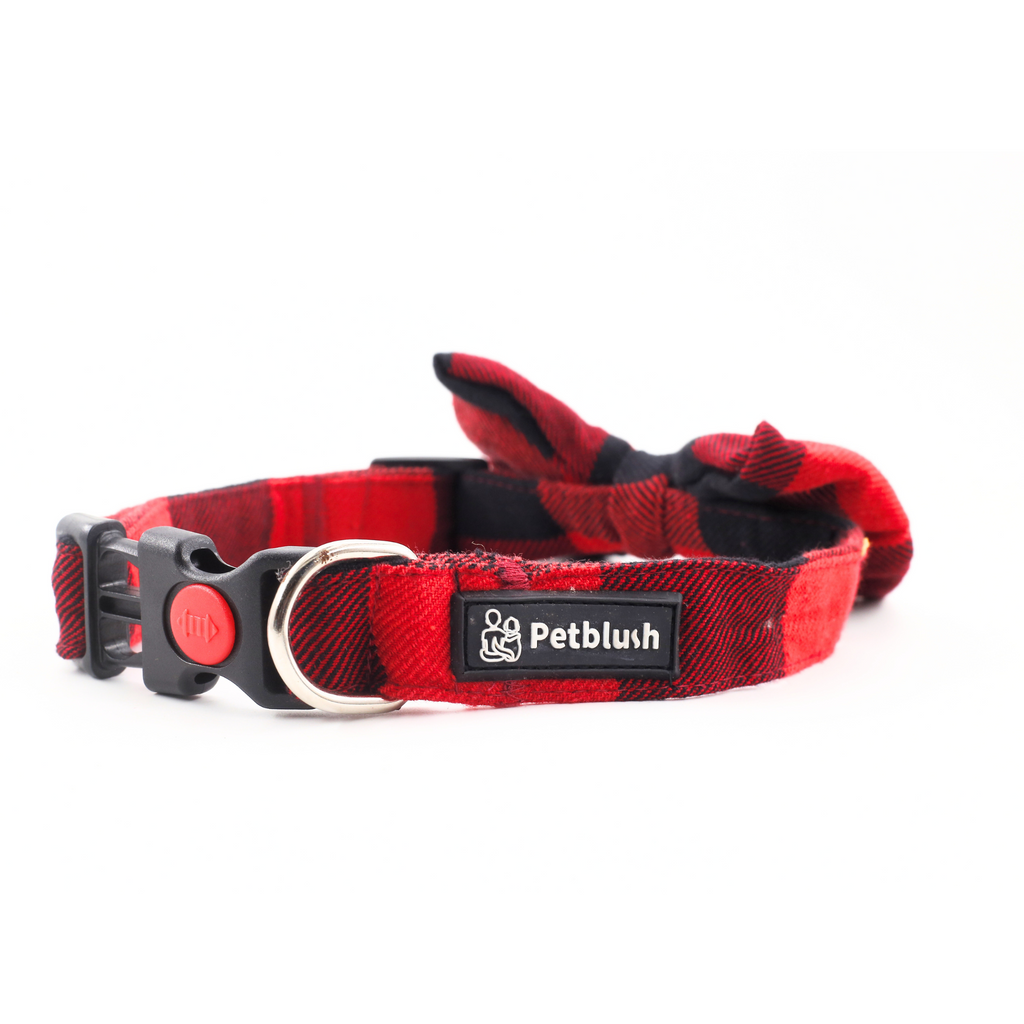 Petblush Checks  Bow Collar For Dogs