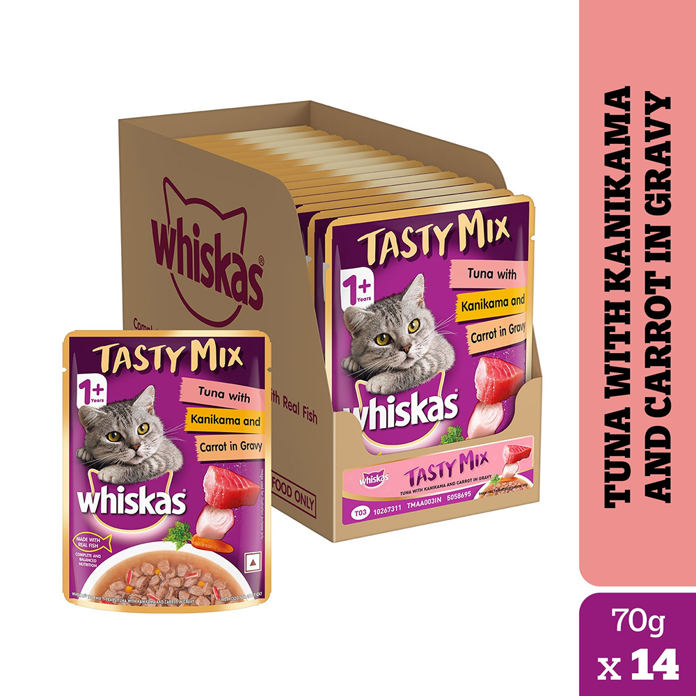 Whiskas Tuna with Kanikama And Carrot in Gravy Tasty Mix Adult Cat Wet Food