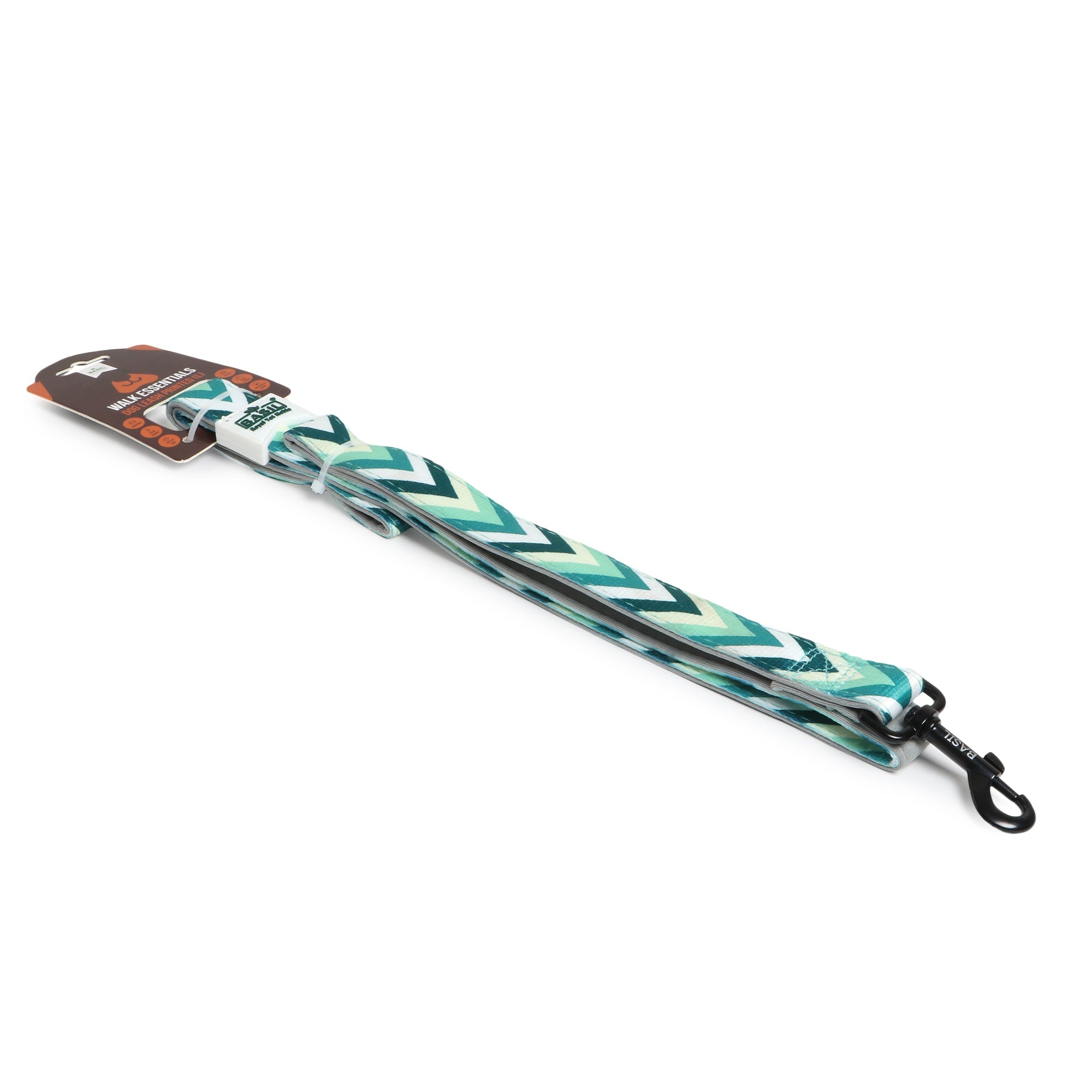 Padded Leash for Dogs, Cats & Puppies (Zig-Zag Green)