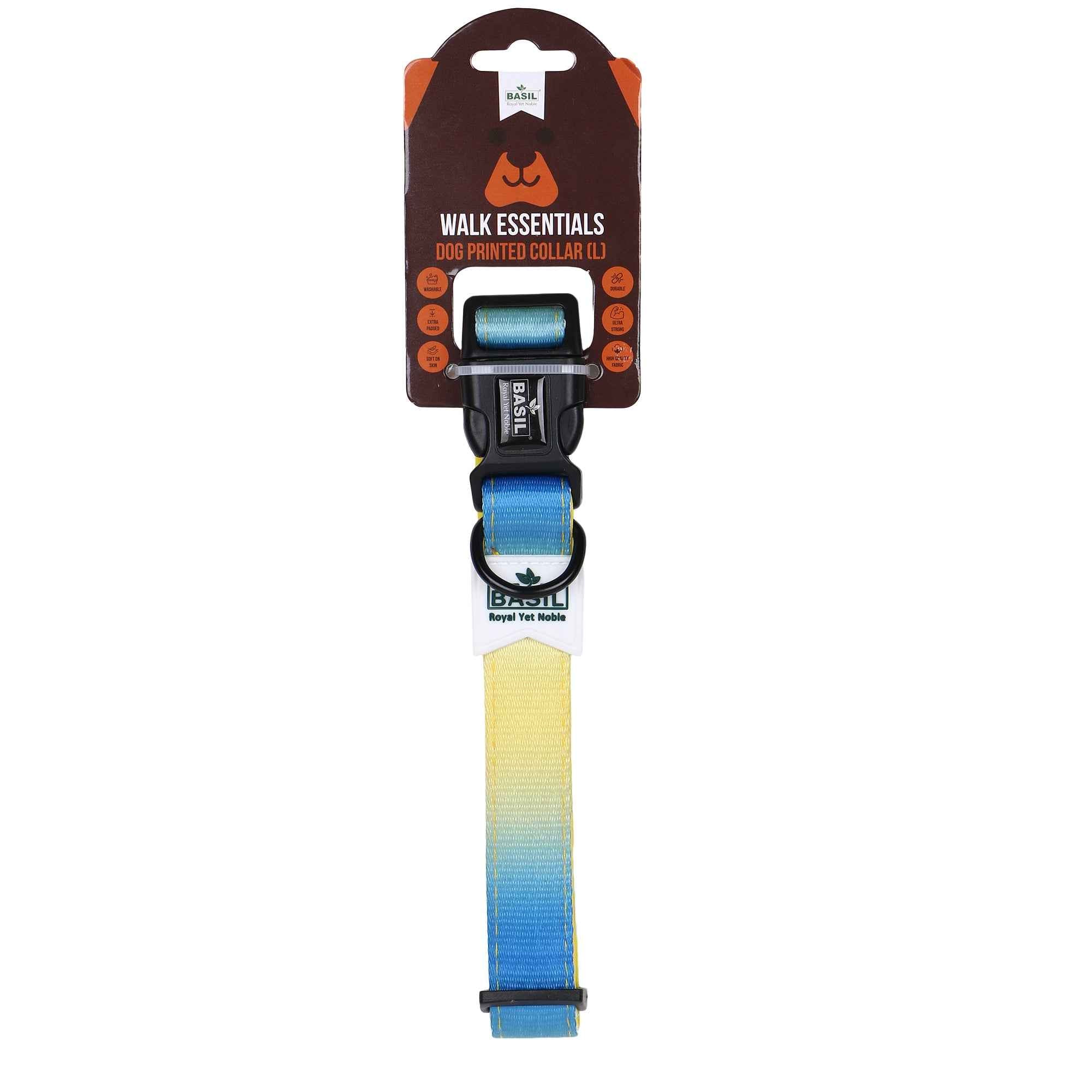Padded Adjustable Collar for Dogs, Cats & Puppies (Blue & Yellow)