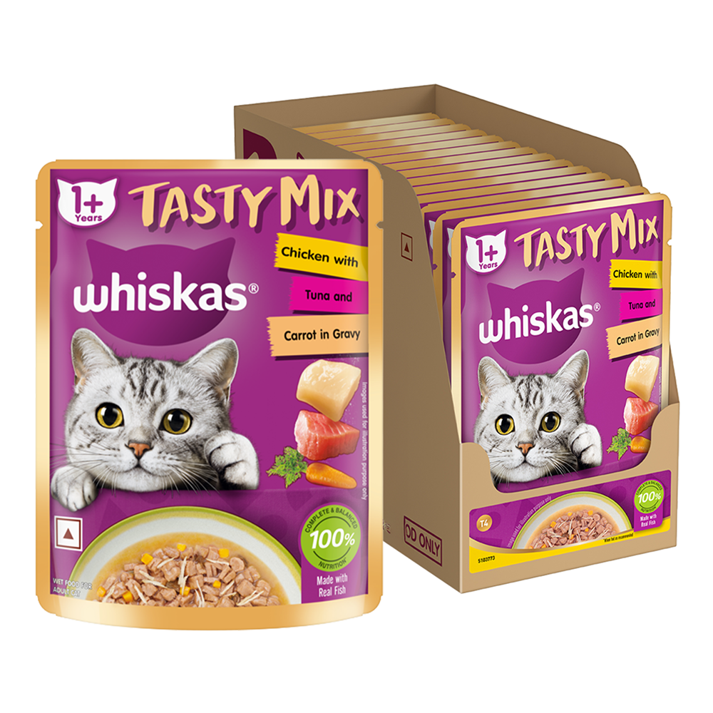Whiskas Chicken With Tuna And Carrot in Gravy Tasty Mix Adult Cat Wet Food