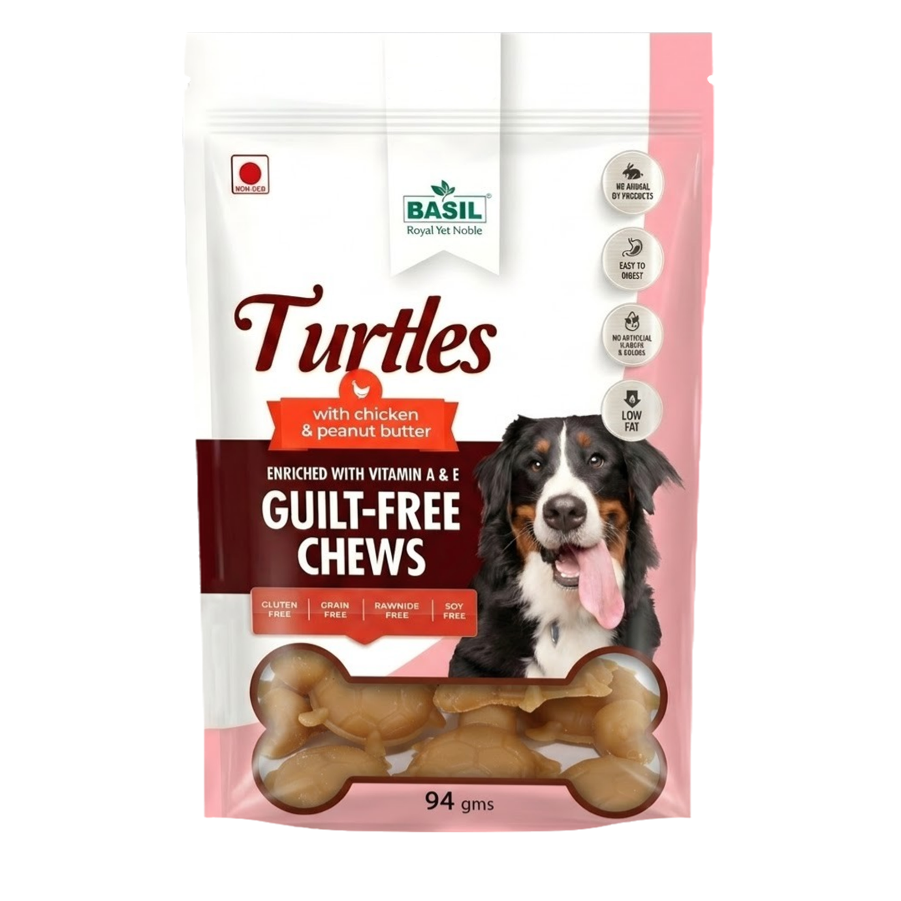 BASIL Turtle with Peanut Butter Guilt-Free Treat for Dogs & Puppies | 94 Grams