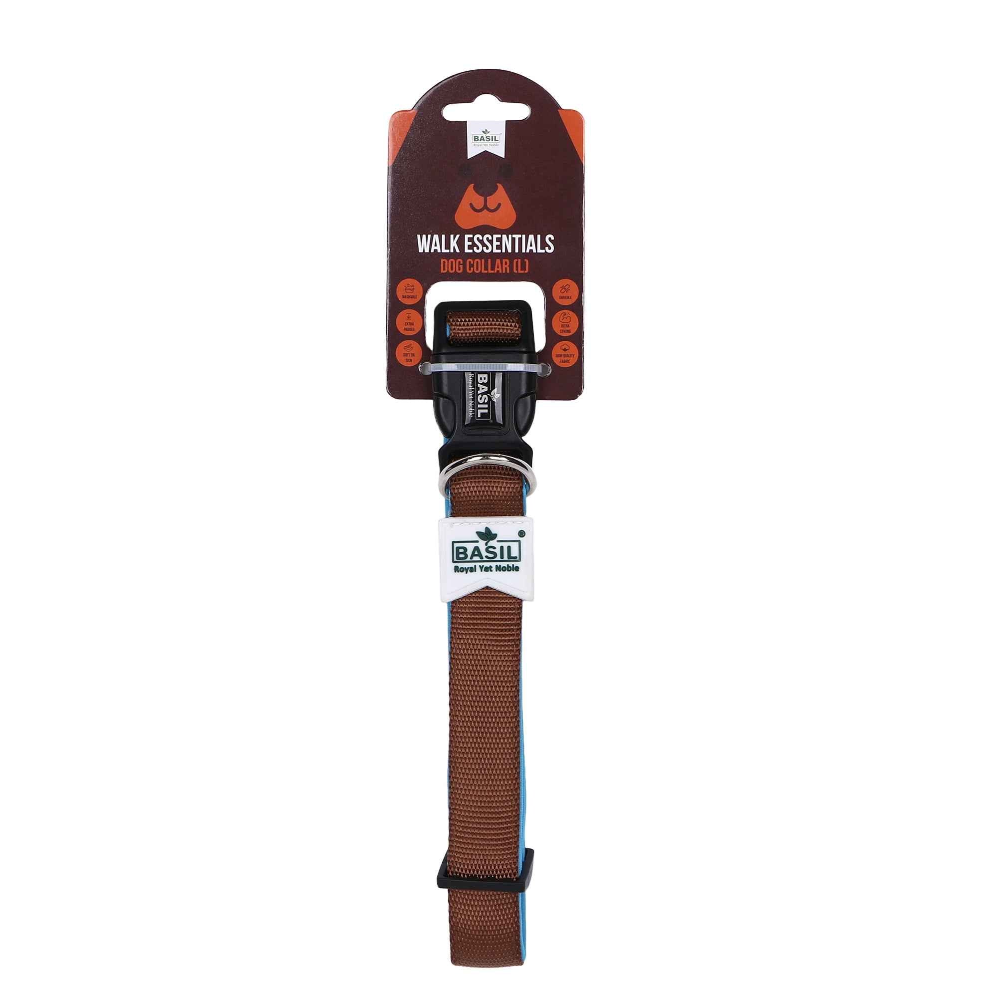Padded Adjustable Collar for Dogs, Puppies & Cats (Brown)