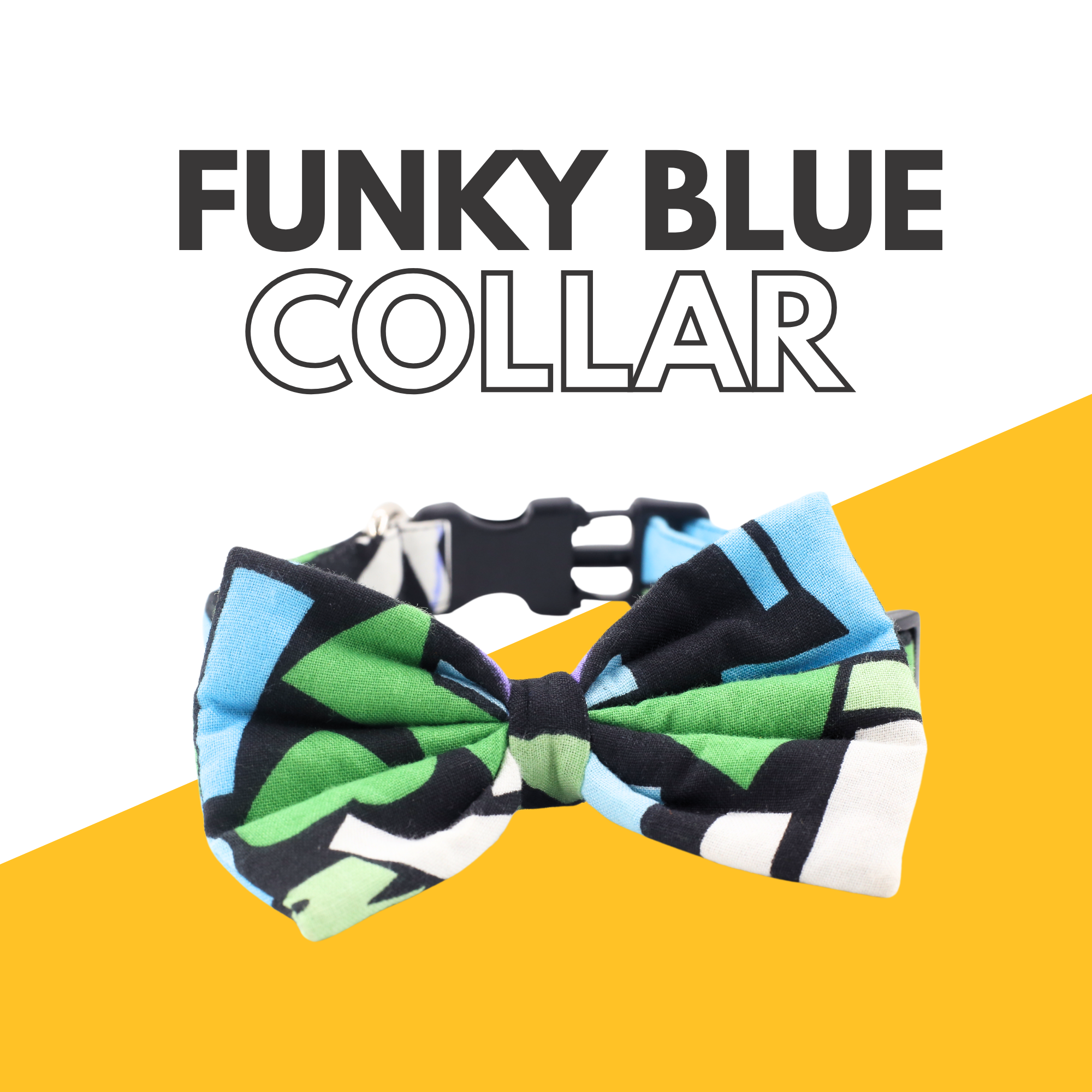 Petblush Funky Abstract Blue Bow Collars for Dogs
