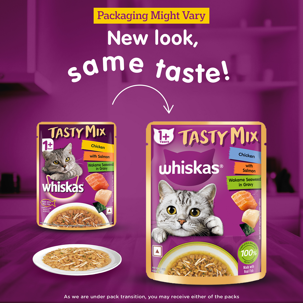 Whiskas Chicken With Salmon Wakame Seaweed in Gravy Tasty Mix Adult Cat Wet Food